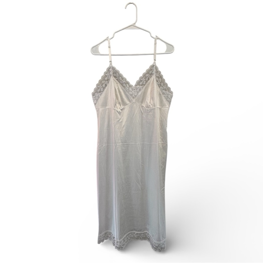 True Vintage 70’s/80’s Sears Brand White Lace Trim Chemise/Slip Dress Size 38/M - Picture 1 of 7